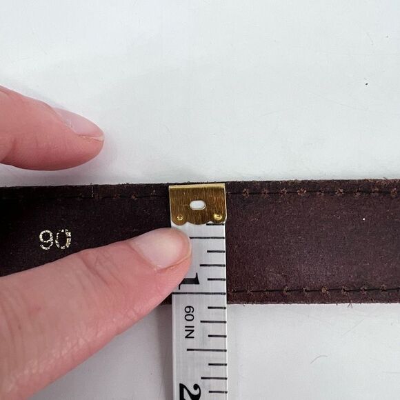 Vintage Women's Real Leather Stitch Point Adjustable Buckle Belt Brown One Size - Picture 4 of 10
